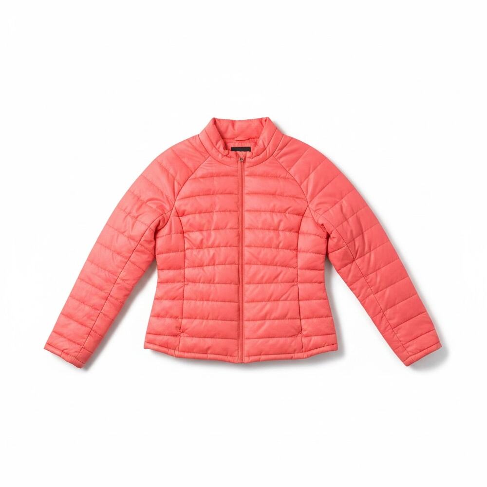 Faded Glory Coral‎ Puffer Jacket Womens Medium Lightweight Quilted Zip